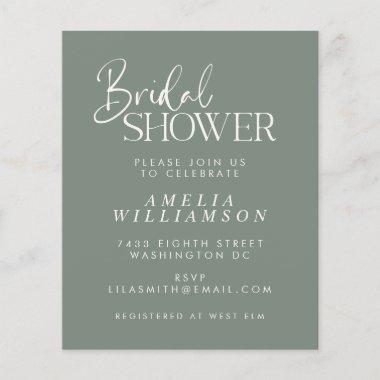 Budget Minimal Sage Script Bridal Shower Invite