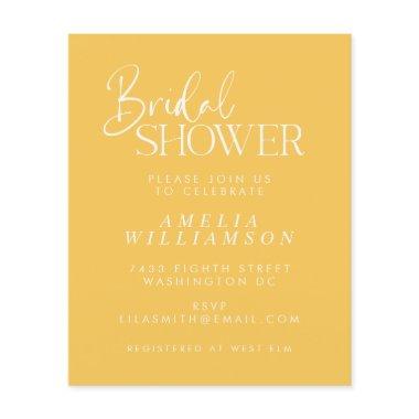 Budget Minimal Yellow Script Bridal Shower Invite