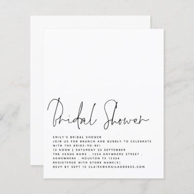 Budget Minimalist Script Bridal Shower Invite