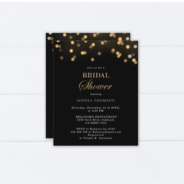 Budget Modern Black and Gold Bridal Shower Flyer