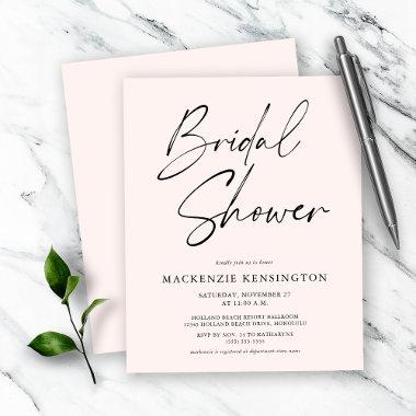 Budget Modern Blush Pink Bridal Shower Invitations