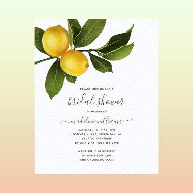 BUDGET Modern Citrus Lemon Bridal Shower Invite