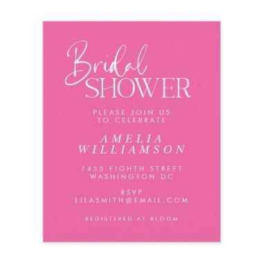 Budget Modern Hot Pink Script Bridal Shower Invite