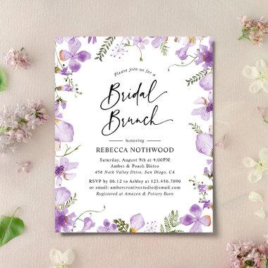 Budget Modern Purple Bridal Brunch Invitations