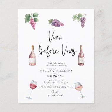 Budget Modern Wine Bridal Shower Invitations