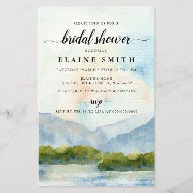 Budget Mountains Lake Bridal Shower Invitations