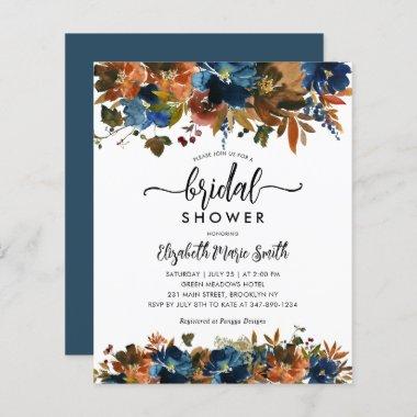 Budget Navy Blue Brown Floral Fall Bridal Shower