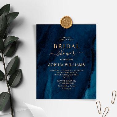 Budget Navy Blue & Gold Bridal Shower Invitations