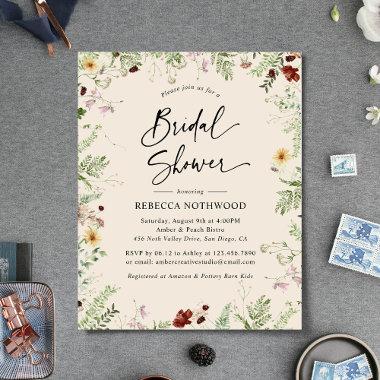 Budget Neutral Florals Bridal Shower Invitations