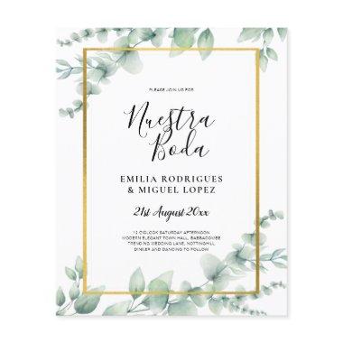 BUDGET NUESTRA BODA Eucalyptus GOLD QR CODE Flyer