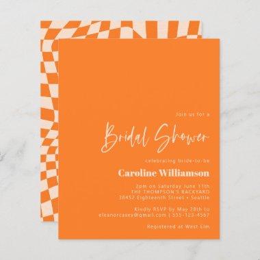Budget Orange Abstract Checkerboard Bridal Shower