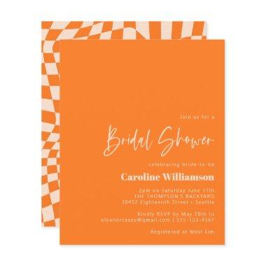 Budget Orange Abstract Checkerboard Bridal Shower