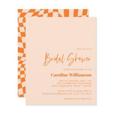 Budget Orange Blush Abstract Checker Bridal Shower