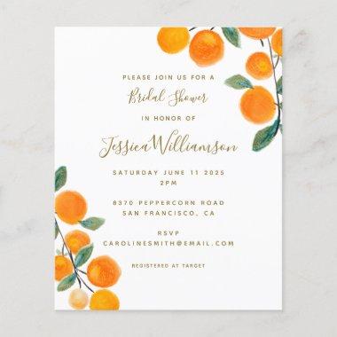 Budget Orange Citrus Fruit Bridal Shower Invite