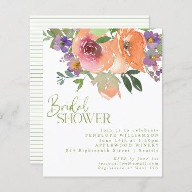 Budget Orange Purple Botanical Bridal Shower