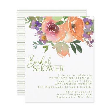 Budget Orange Purple Botanical Bridal Shower