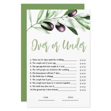 Budget Over or Under Olive  Game