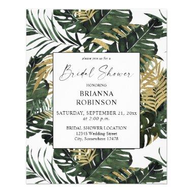 Budget Palm Leaf & Gold Bridal Shower Flyer