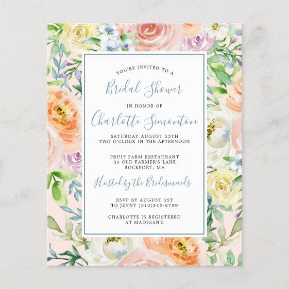 Budget Pastel Spring Flower Bridal Shower Invite