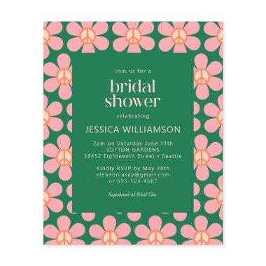 Budget Peace Floral Green Bridal Shower Invite