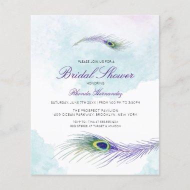 Budget Peacock Bridal Shower Invitations