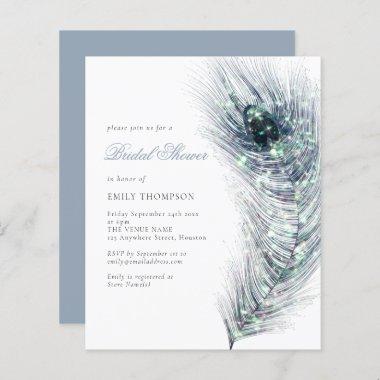 Budget Peacock Feather Bridal Shower Invitations