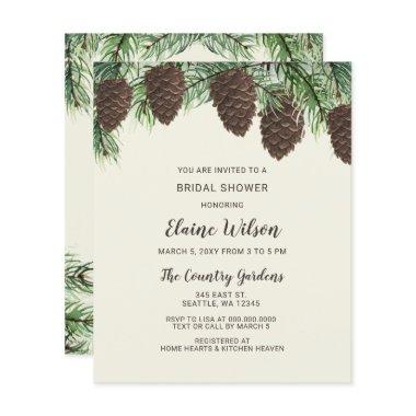 Budget Pine Cone Winter Bridal Shower Invitations