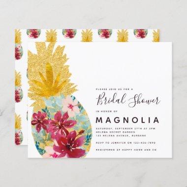 Budget Pineapple Floral Bridal Shower Invitations