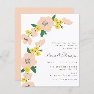 Budget Pink and Yellow Floral Bridal Shower Invite