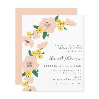 Budget Pink and Yellow Floral Bridal Shower Invite