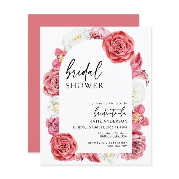 Budget Pink Floral Arch Bridal Shower