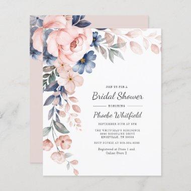 Budget Pink Floral Bloom Bridal Shower Invitations