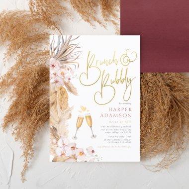 Budget Pink Floral Boho Pampas Grass Brunch Bubbly