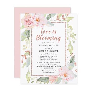 Budget Pink Floral Bridal Shower Invitations