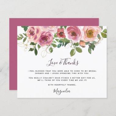 Budget Pink Floral Bridal Shower Thank You Invitations
