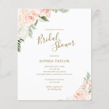 Budget Pink Floral Budget Bridal Shower Invitations
