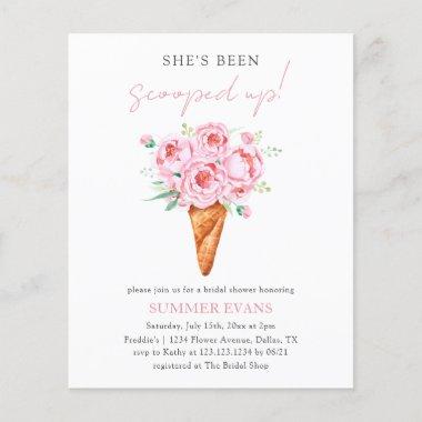 Budget Pink Floral Ice Cream Bridal Shower Invites