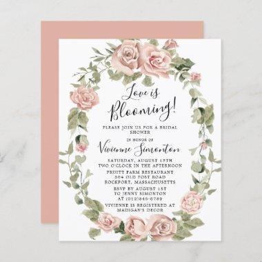 Budget Pink Floral Love is Blooming Bridal Shower