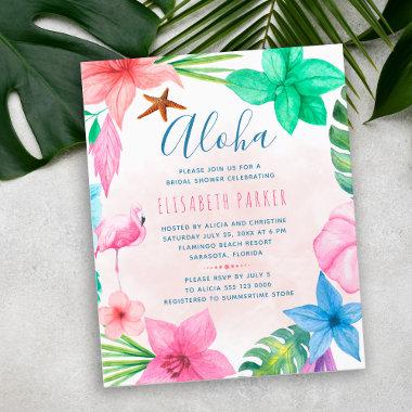 Budget pink floral summer bridal shower Invitations