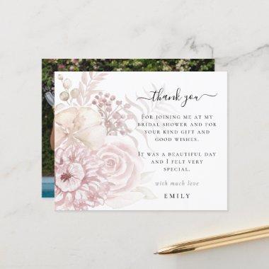Budget Pink Florals Photo Bridal Shower Thank You