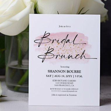 Budget Pink Gold Elegant Bridal brunch Invitations