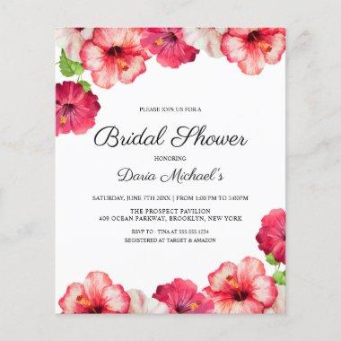 Budget Pink Hawaiian Bridal Shower Invitations