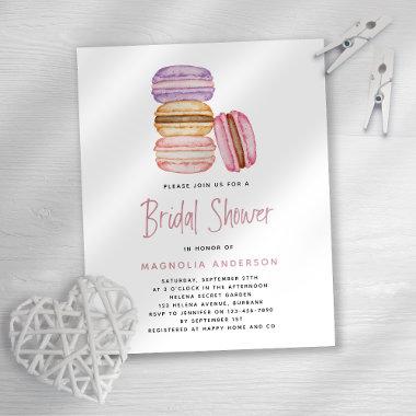 BUDGET Pink Macarons Bridal Shower Invitations
