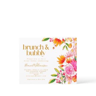 Budget Pink Orange Floral Brunch Bubbly Invite