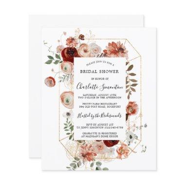 Budget Pink Red Gold Bridal Shower Invitations