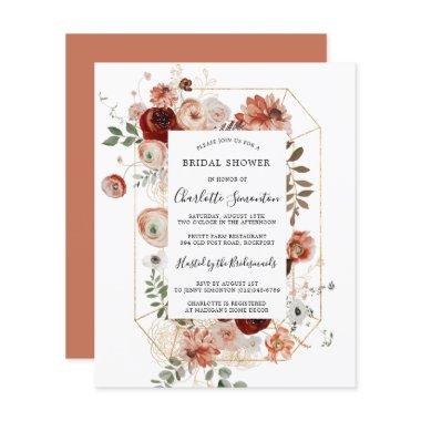 Budget Pink Red Gold Bridal Shower Invitations