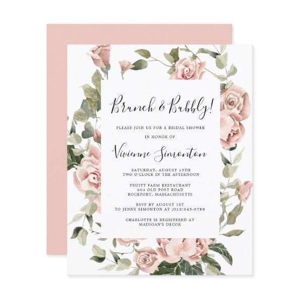 Budget Pink Rose Floral Brunch Bubbly