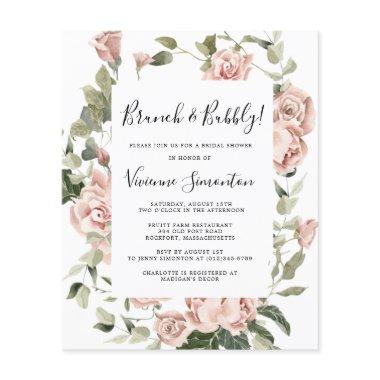 Budget Pink Rose Floral Brunch Bubbly  Flyer