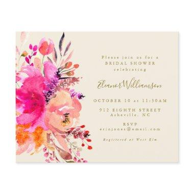 Budget Pink Watercolor Floral Bridal Shower Invite