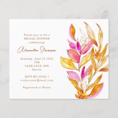 Budget Pink Yellow Floral Bridal Shower Invitations
